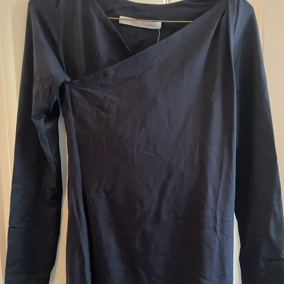 Susana Monaco Women Long Sleeve V- Neck Angled Wrap Dress Midnight - Picture 9 of 14